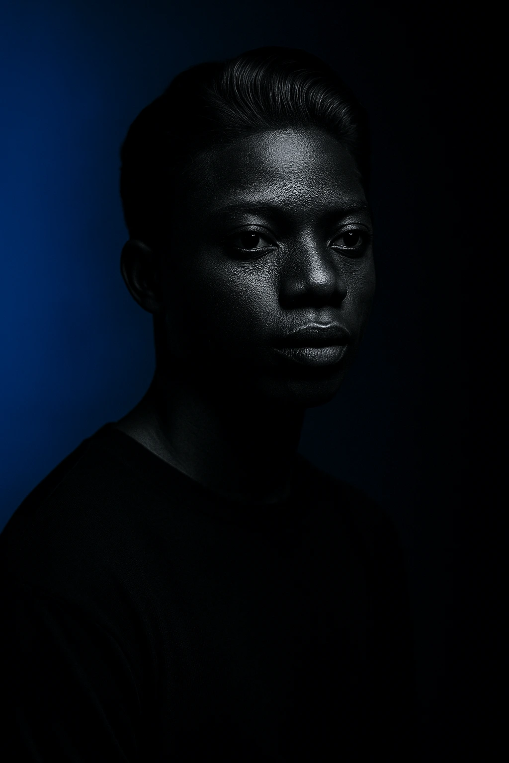 Portrait of a man wearing glasses and a light blue shirt, smiling slightly.